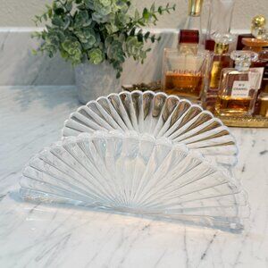 Vintage Clear Acrylic Lucite Transparent Tissue Box Holder – Footed Fan Shape,